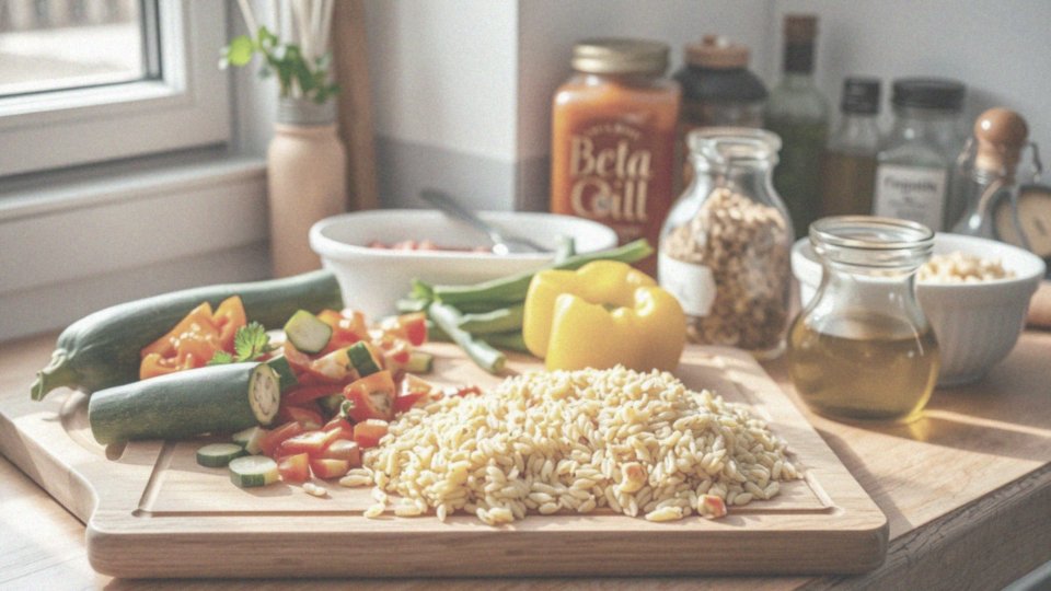 Jakie są składniki przepisu na makaron orzo z warzywami?