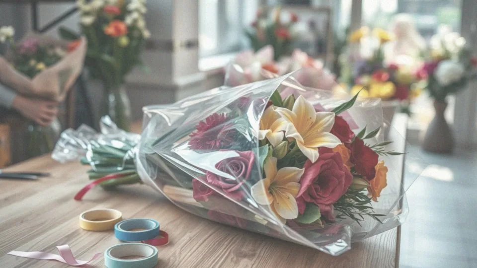 W jaki sposób celofan jest używany w przemyśle florystycznym?