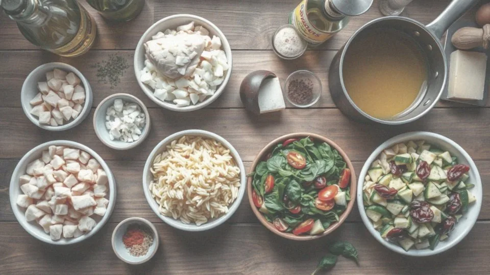 Jakie są składniki makaronu orzo z kurczakiem?